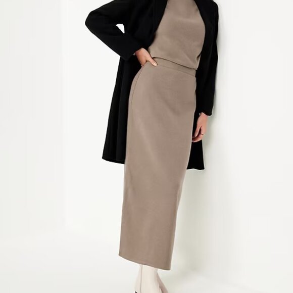 Old Navy Chocolate Malted Cozy Maxi Column Skirt/NWT/L - Picture 3 of 15